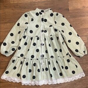 Polka Dot Dress with Lace Trim girls size 10/L